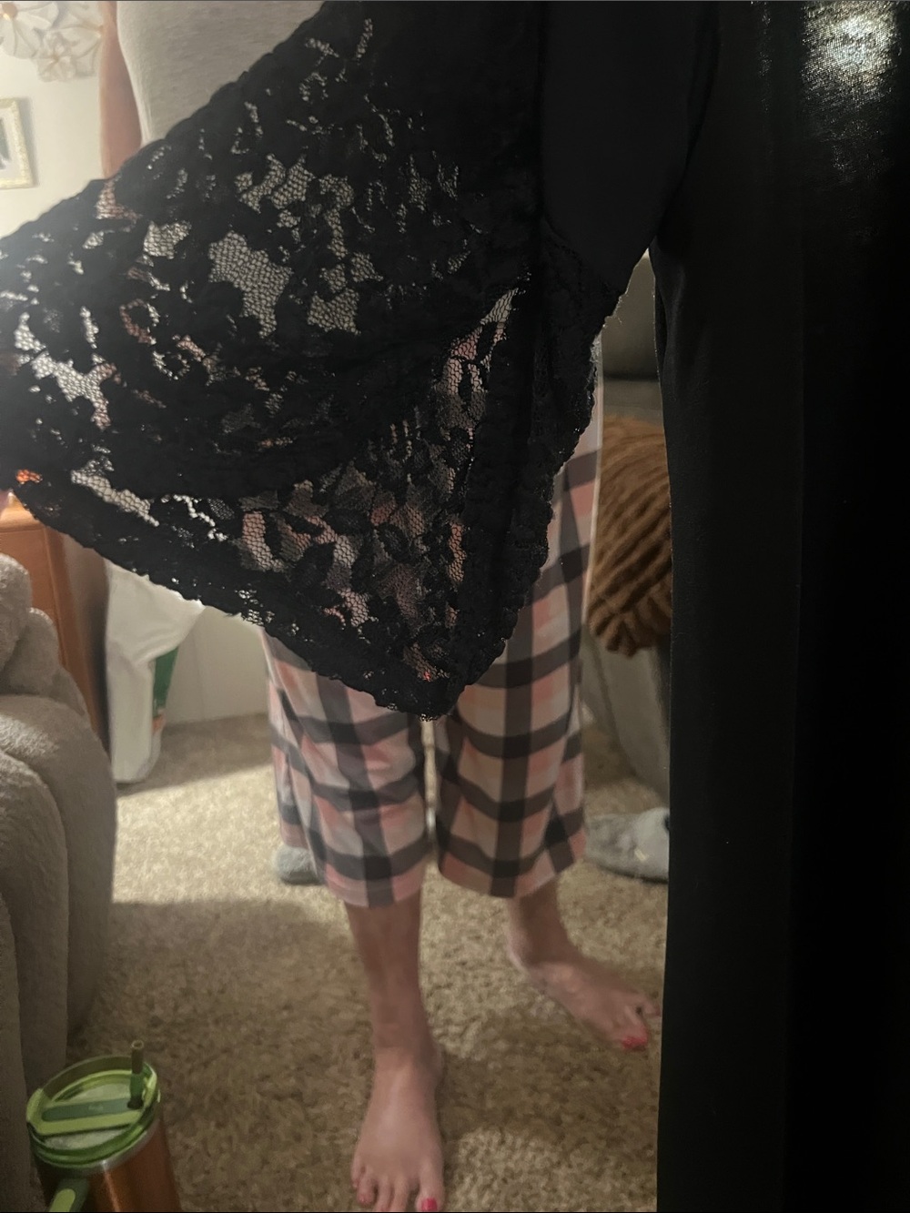 LuLaRoe Black Maxi Dress with Lace Bell Sleeves - Picture 2 of 2